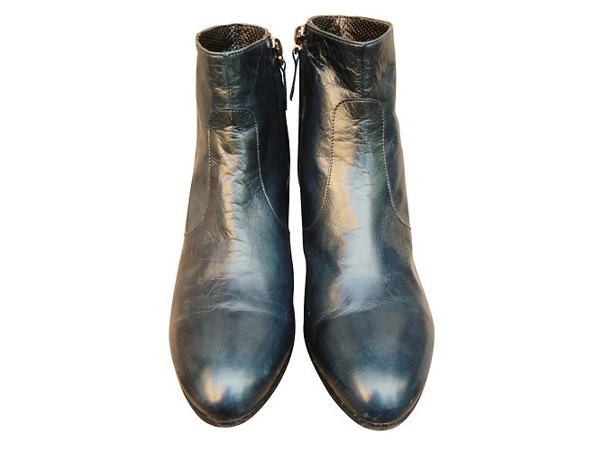 Laboratorigarbo Blue Leather Ankle Boots