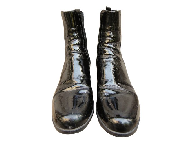 Prada Ankle Boots Black Patent leather  ref.41928