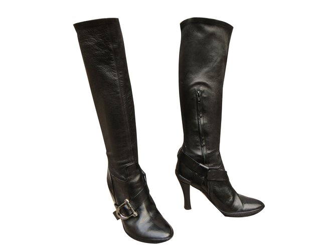 Céline Bottes Cuir Noir  ref.41965