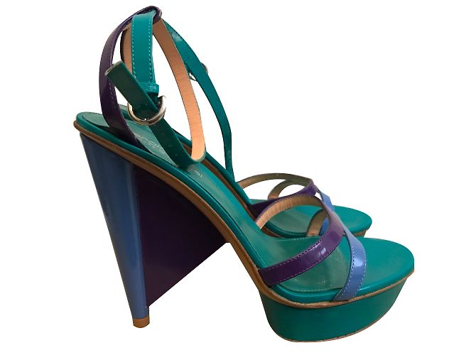 Sergio Rossi Leather Multicolored Sandals 36IT Multiple colors