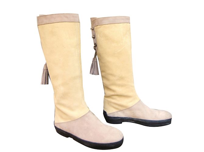 Botas Tod's Beige y Gris de Gamuza 37.5FR