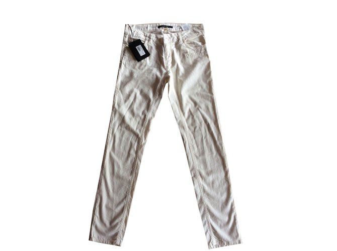 Twin Set Pantalon blanc poche coeur Coton  ref.42049