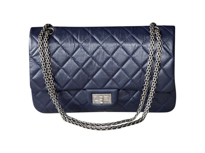 Chanel Jumbo double flap Navy blue Leather  ref.42078