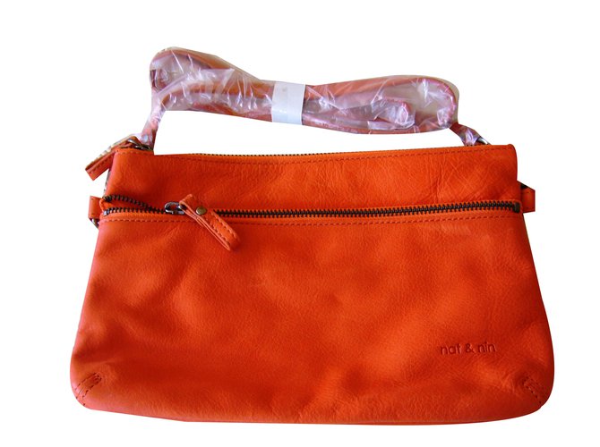 Nat & Nin Handbags Coral Leather  ref.42084