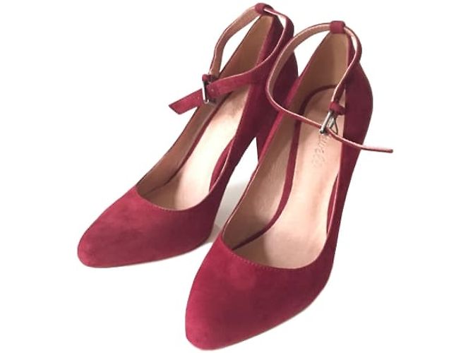 Madewell Cara suede ankle strap heels Dark red