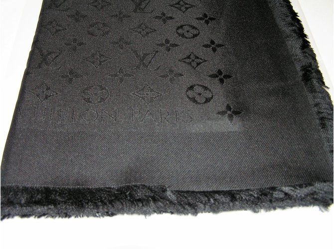 Louis Vuitton sciarpe Nero Seta  ref.42152