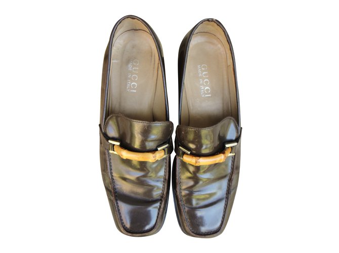 Gucci Flats Brown Patent leather  ref.42195