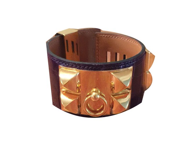 Hermès Bracelets Purple Exotic leather  ref.42317