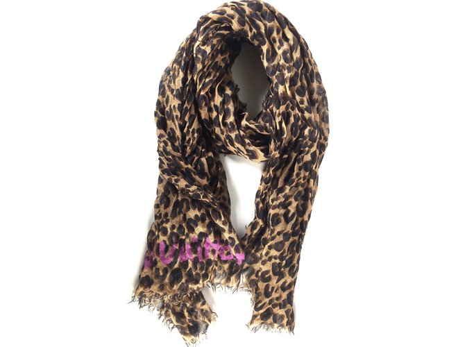 Louis Vuitton Cachecol Estampa de leopardo Casimira  ref.42321