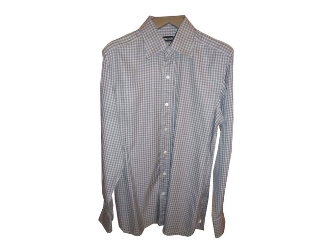Tom ford great condition men's formal shirt Grey Cotton  ref.42332