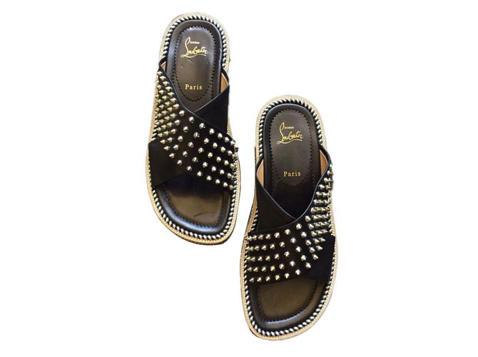 Christian Louboutin sandals Black Leather ref.92641 - Joli Closet