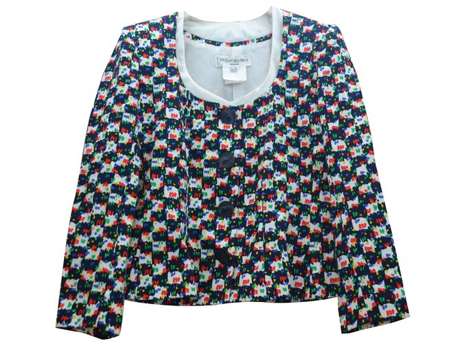 Yves Saint Laurent veste tailleur Coton Multicolore  ref.42373