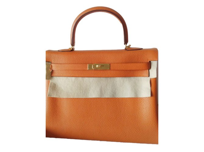 Kelly Hermès Handtaschen Orange Leder  ref.42426