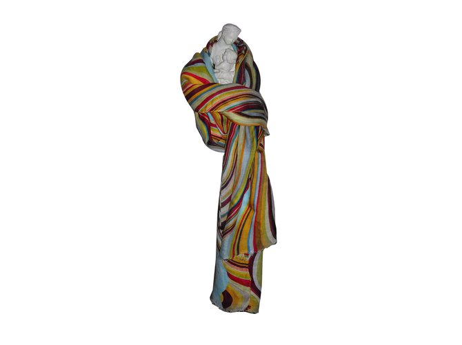 Paul Smith Swirl sciarpa a righe Multicolore Cachemire  ref.42435