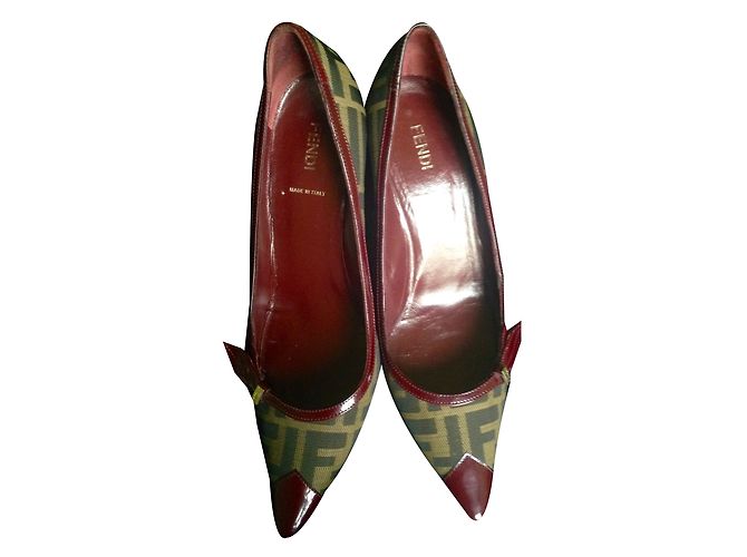 Fendi Patent Leather Heels Dark Red