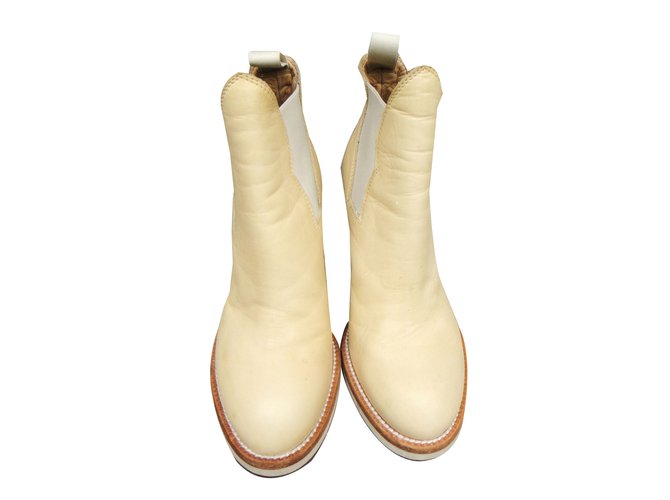 Acne Ankle Boots Beige Leather  ref.42443