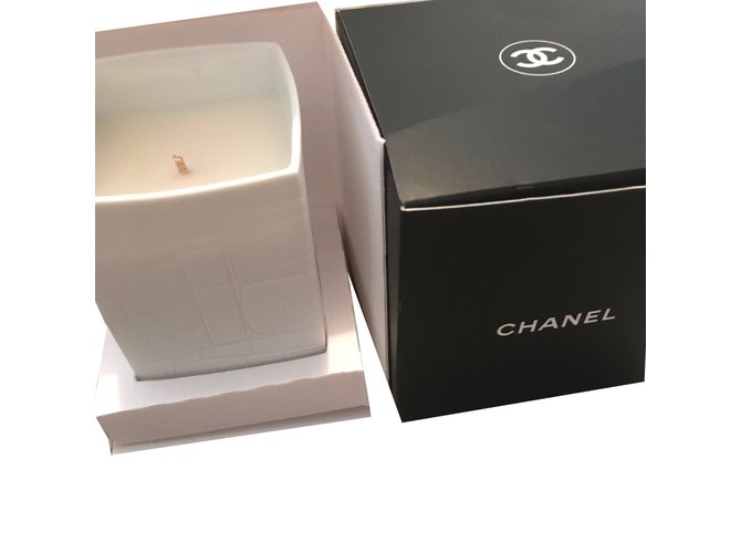 Chanel Kerze Weiß Keramisch  ref.42455