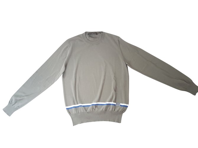 Louis Vuitton Sweater jacquard Taupe Cotton  ref.42478