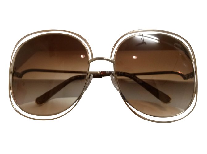 Chloé Oculos escuros Dourado Metal  ref.42479