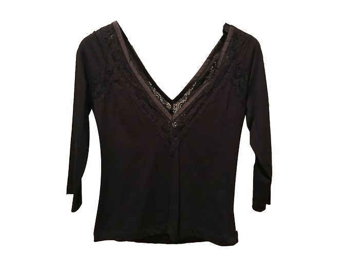Top Dolce & Gabbana de algodón y encaje negro XS