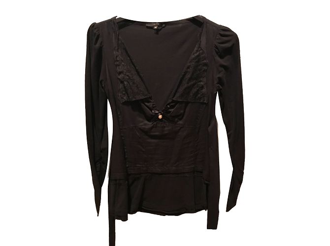Elisabetta Franchi Celyn B. Baumwolle und schwarze Spitze Top