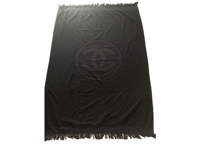 Chanel beach towel Black Cotton  ref.42524