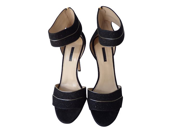 Décolleté Elie Saab in pelle nero e oro iridescente D'oro
