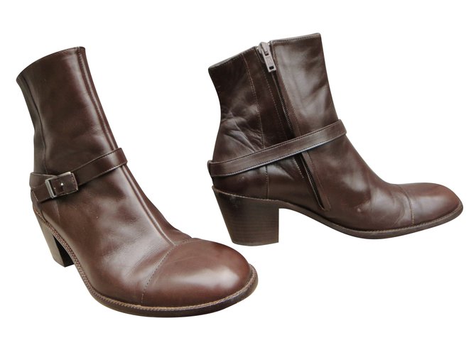 Robert Clergerie Ankle Boots Brown Leather  ref.42594