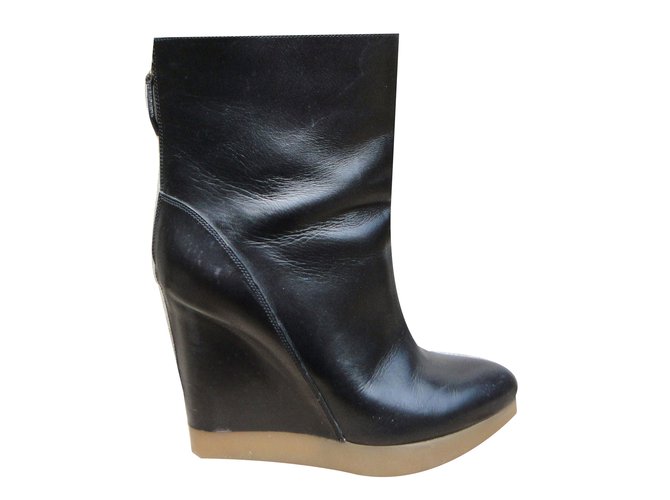 Jil Sander Ankle Boots Black Leather  ref.42630