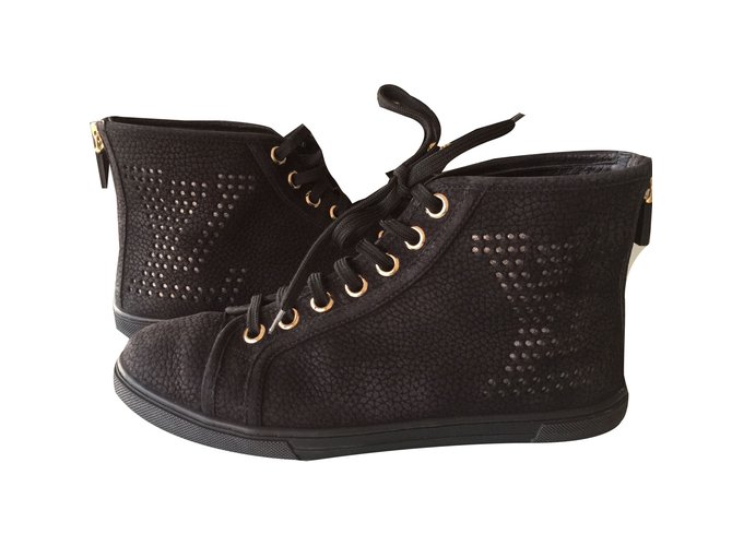 Louis Vuitton zapatillas Negro Cuero  ref.42659