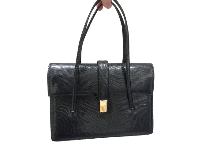 Vintage Handbags Black Exotic leather  ref.42693