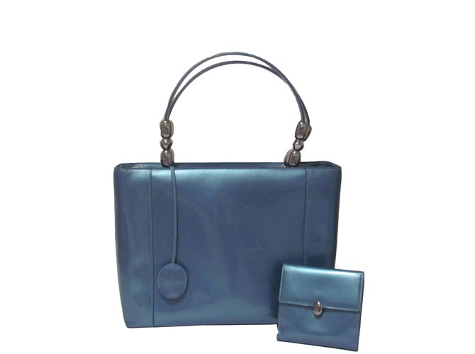 Dior Bolsas Azul Couro envernizado  ref.42703