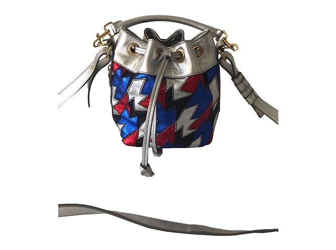 Saint Laurent Emmanuelle Bolso Pequeño Patchwork Cuero Plata