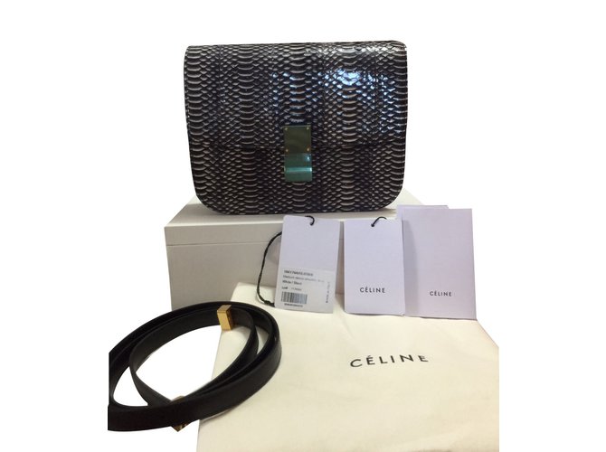 Céline celine box watersnake Cuirs exotiques Noir  ref.42762