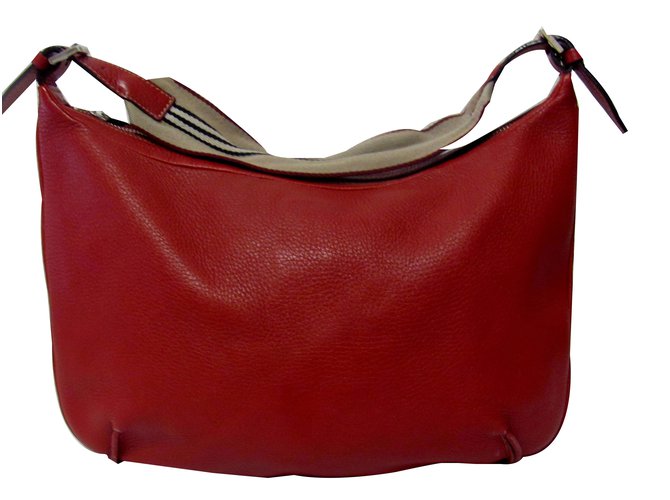 Burberry Handbag Handbags Leather Red 