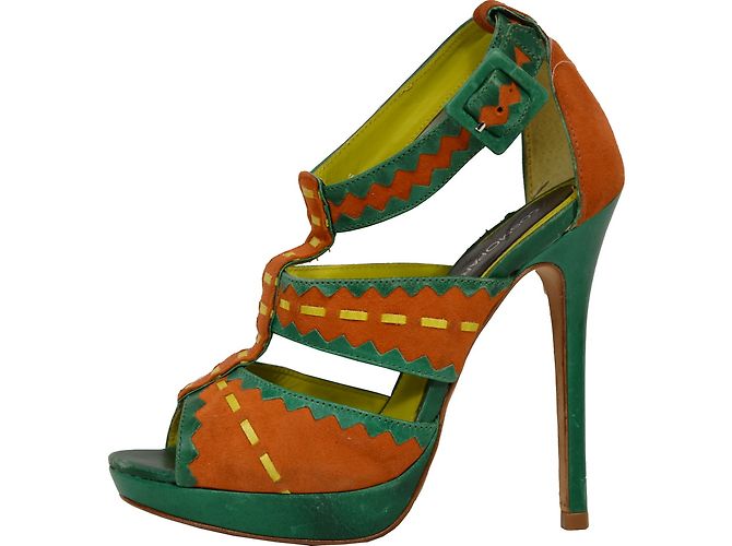 Autre Marque Sandali Cosmoparis Nubuck Verde e Arancione 36