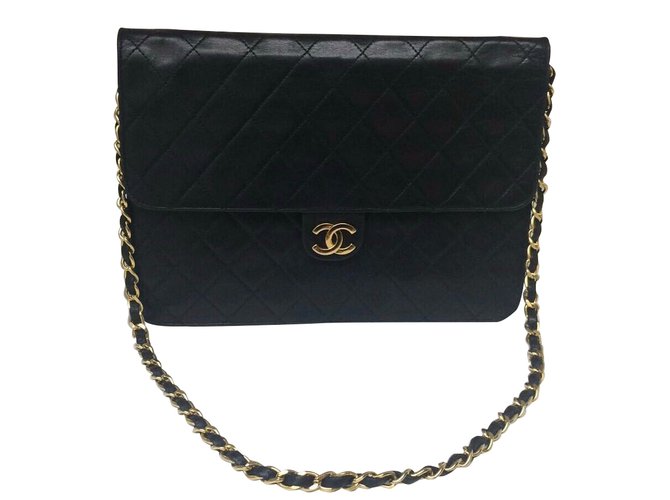 Classique Superbe Sac Chanel vintage 2.55 en cuir d'agneau noir!  ref.42893