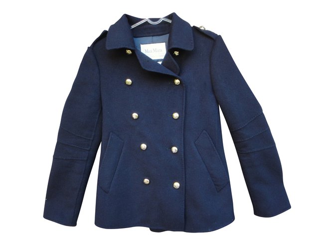 Max Mara Coats, Outerwear Navy blue Cashmere Wool  ref.42894