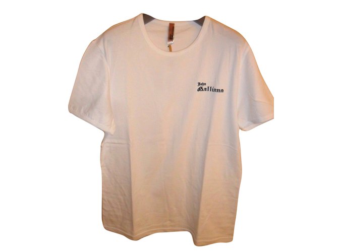 Camiseta blanca con cuello redondo para hombre de John Galliano bnwt. Blanco Algodón  ref.42914
