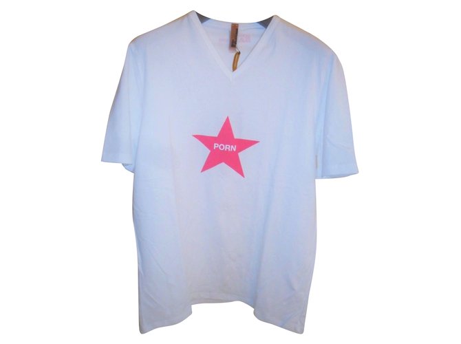 T-shirt scollo av uomo John galliano bnwt bianca Bianco Cotone  ref.42915