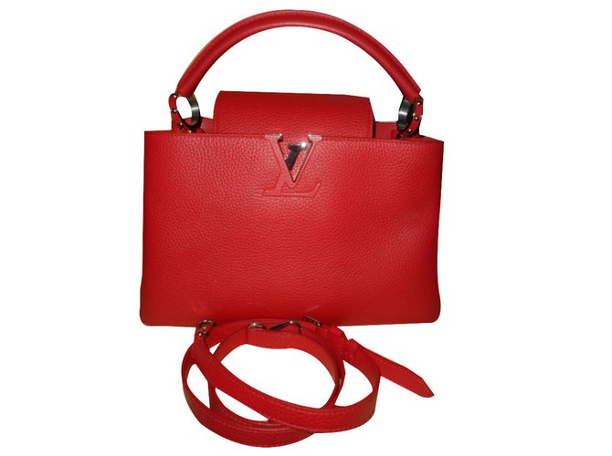 Capucines Louis Vuitton Handbags Red Leather  ref.42960