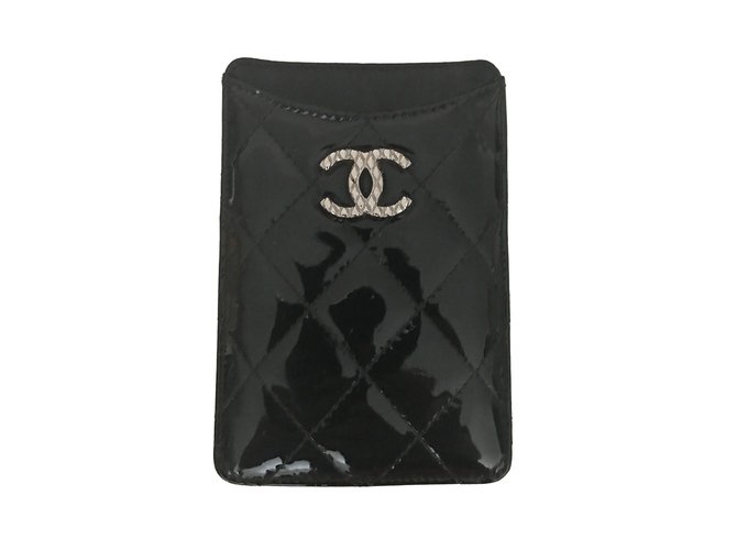 Chanel borse, portafogli, casi Nero Pelle verniciata  ref.42968