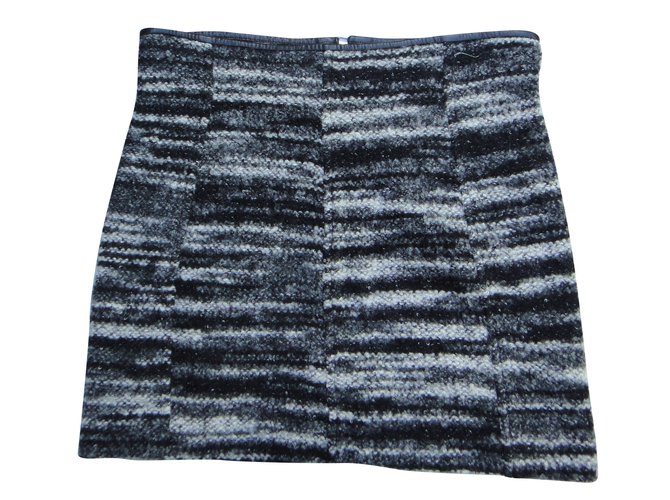 Isabel Marant Etoile Skirts Grey Leather Wool Polyamide Acrylic  ref.43003