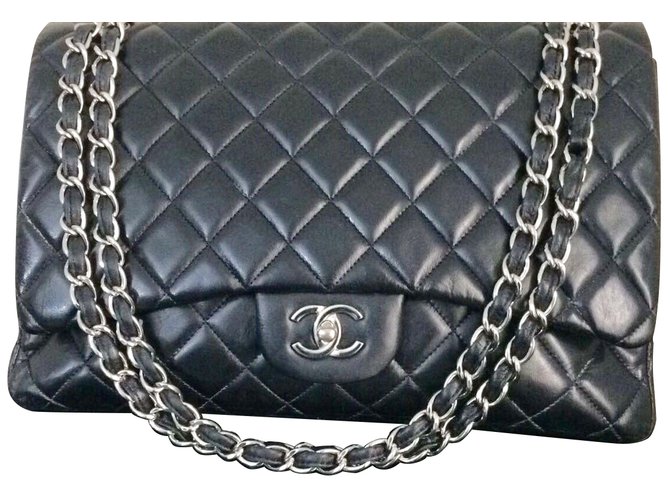 Classique Superbe Chanel Maxi Jumbo en cuir Nappa noir !  ref.43173