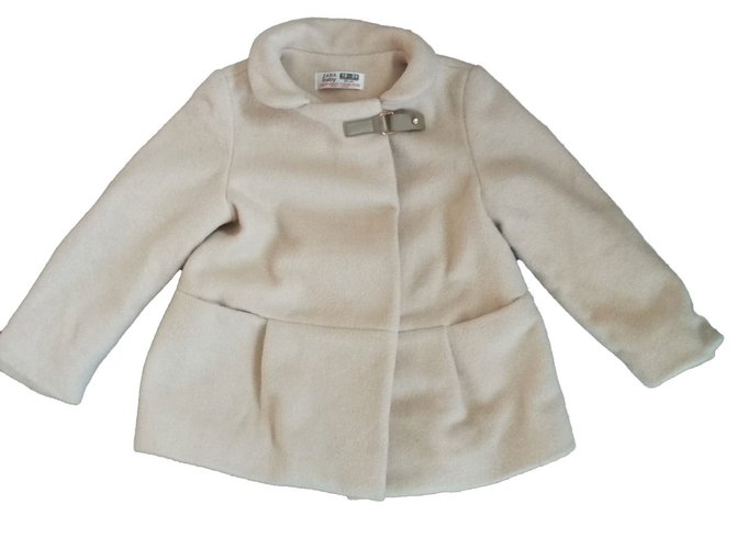 Zara Girl Coats outerwear Beige Wool  ref.43234