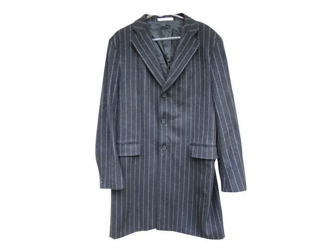 Carven Men Coats Outerwear Dark grey Cashmere Wool Polyamide  ref.43272