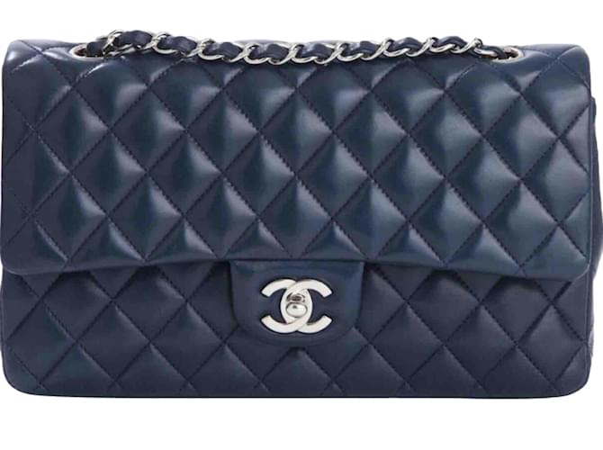 Chanel TIMELESS Azul Couro  ref.43284