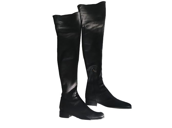 Prada Oberschenkelstiefel schwarzes Lamm