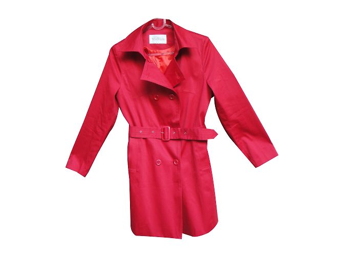 Gabardina Max Mara Roja de Algodón