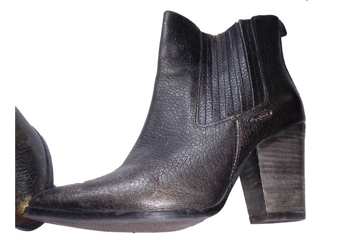 Pepe Jeans Black Leather Ankle Boots